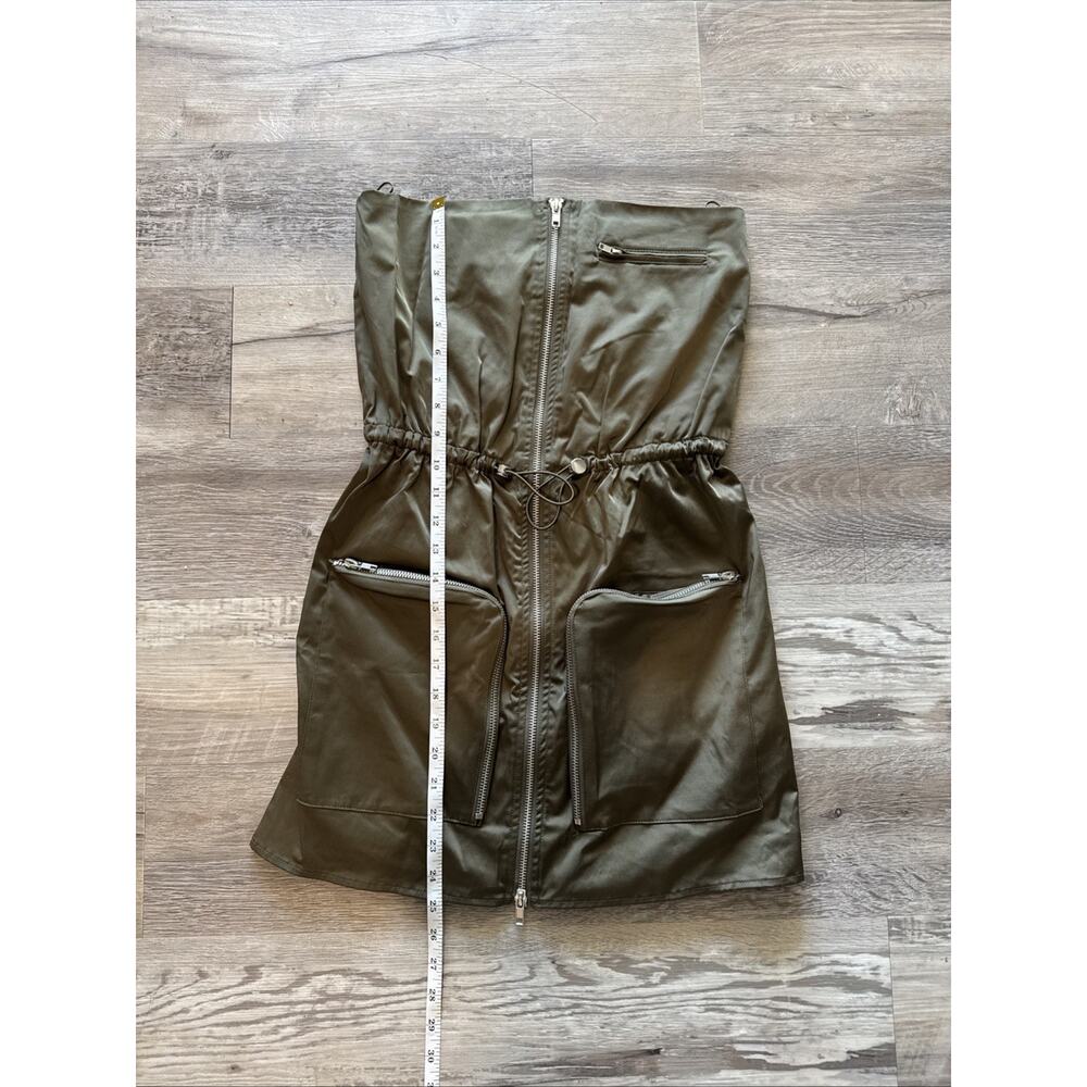 NWT Zara Size S Dark Khaki Strapless Dress Brand New With Tag - Picture 1 of 8